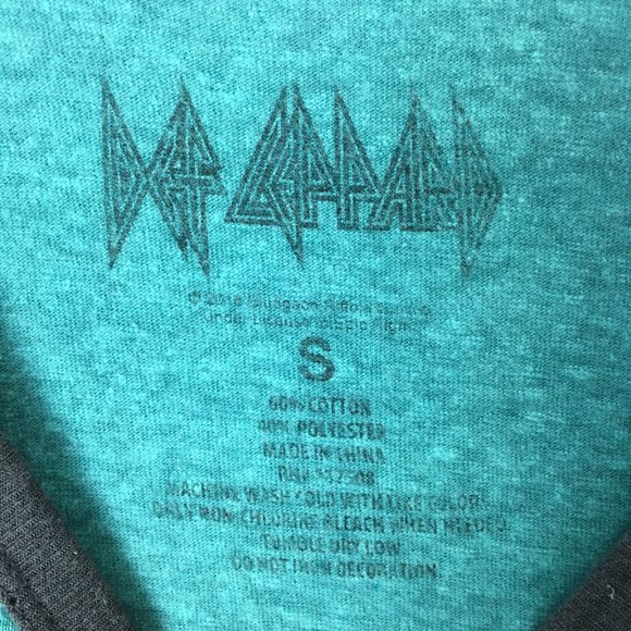 Def Leppard Men's Green and Gray Long Sleeve Sz. S - Picture 3 of 9
